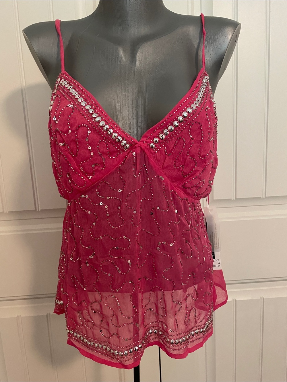 Live 4 Truth Hot Pink Sequin Embellished Sheer Camisole